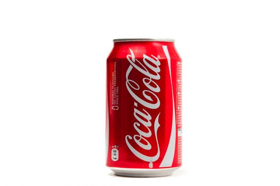 Small coca cola in can.